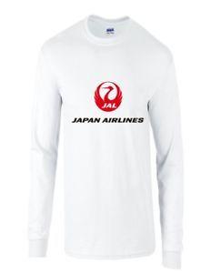Japanese Airline Logo - Japan Air Black Red Logo Japanese Airline White Cotton Long Sleeve T