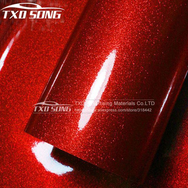 Red Diamond Car Logo - Premium High glossy Red Diamond pearl glitter wrapping vinyl film