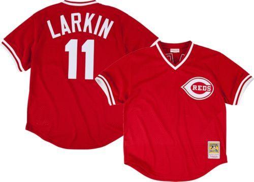 Reds Throwback Logo - Mitchell & Ness Men's 1990 Cincinnati Reds Barry Larkin Red