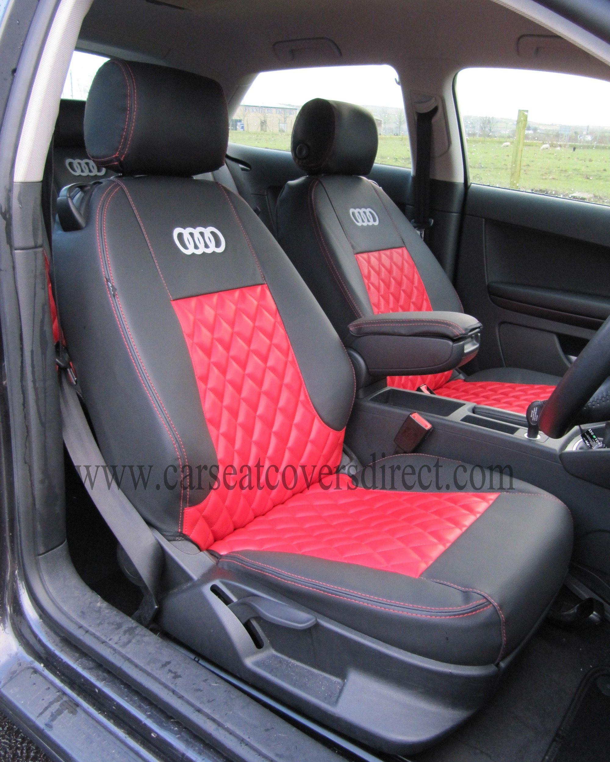 Red Diamond Car Logo - Audi A3 Seat Covers & Red With Diamond Stitching Car Seat