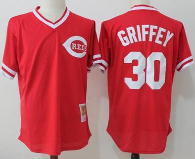 Reds Throwback Logo - Mitchell And Ness Reds #30 Ken Griffey Red Throwback Jersey – The ...