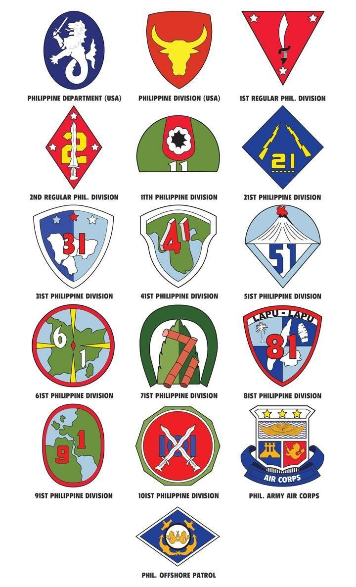 Philippine Military Logo - Philippine Army divisions of the past. Only the 1st Infantry (Tabak ...