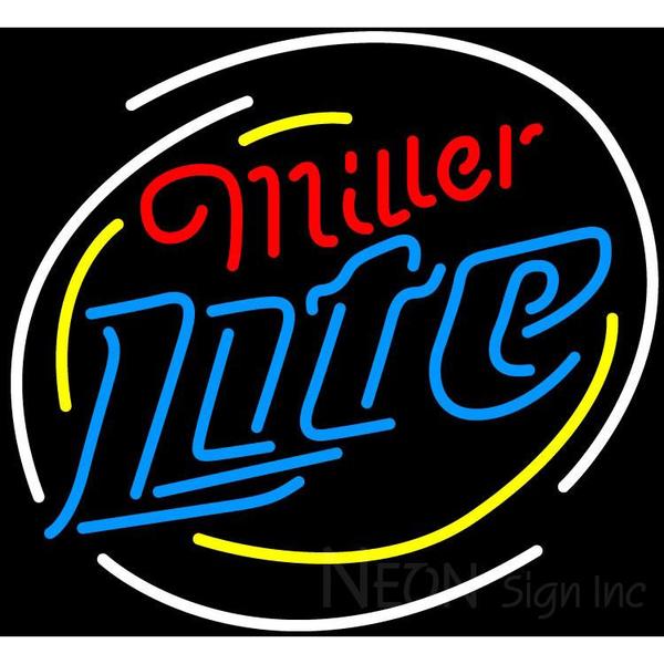 Miller Light Logo - Miller Light Neon Rounded Logo – Neon Sign Inc
