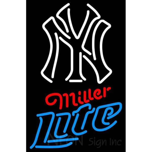 Miller Light Logo - Miller Light Neon New York Yankees White MLB Neon Sign 3 0020