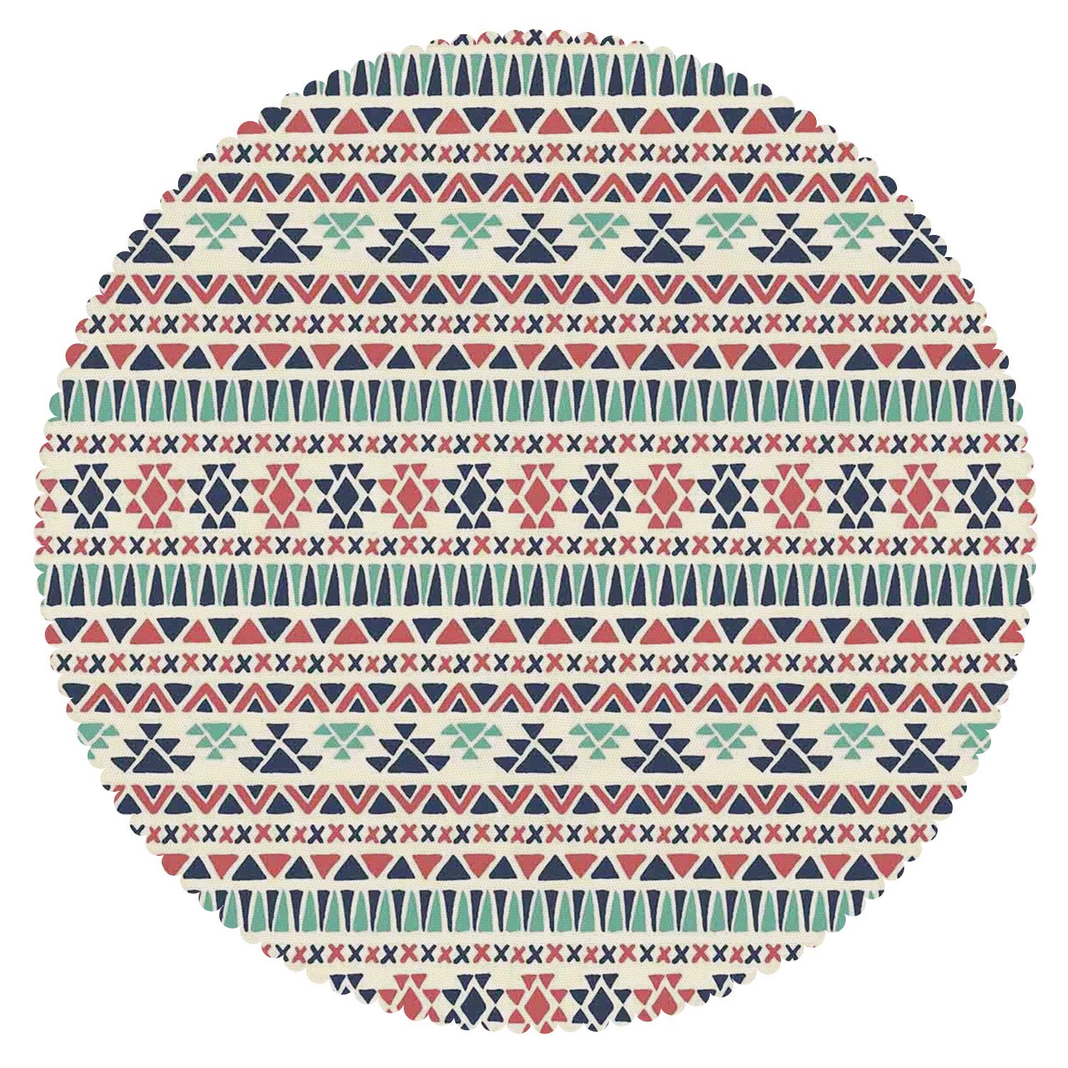 Ethnic Color Earth Logo - iPrint Upscale Round Tablecloth Tribal, Aztec Antique