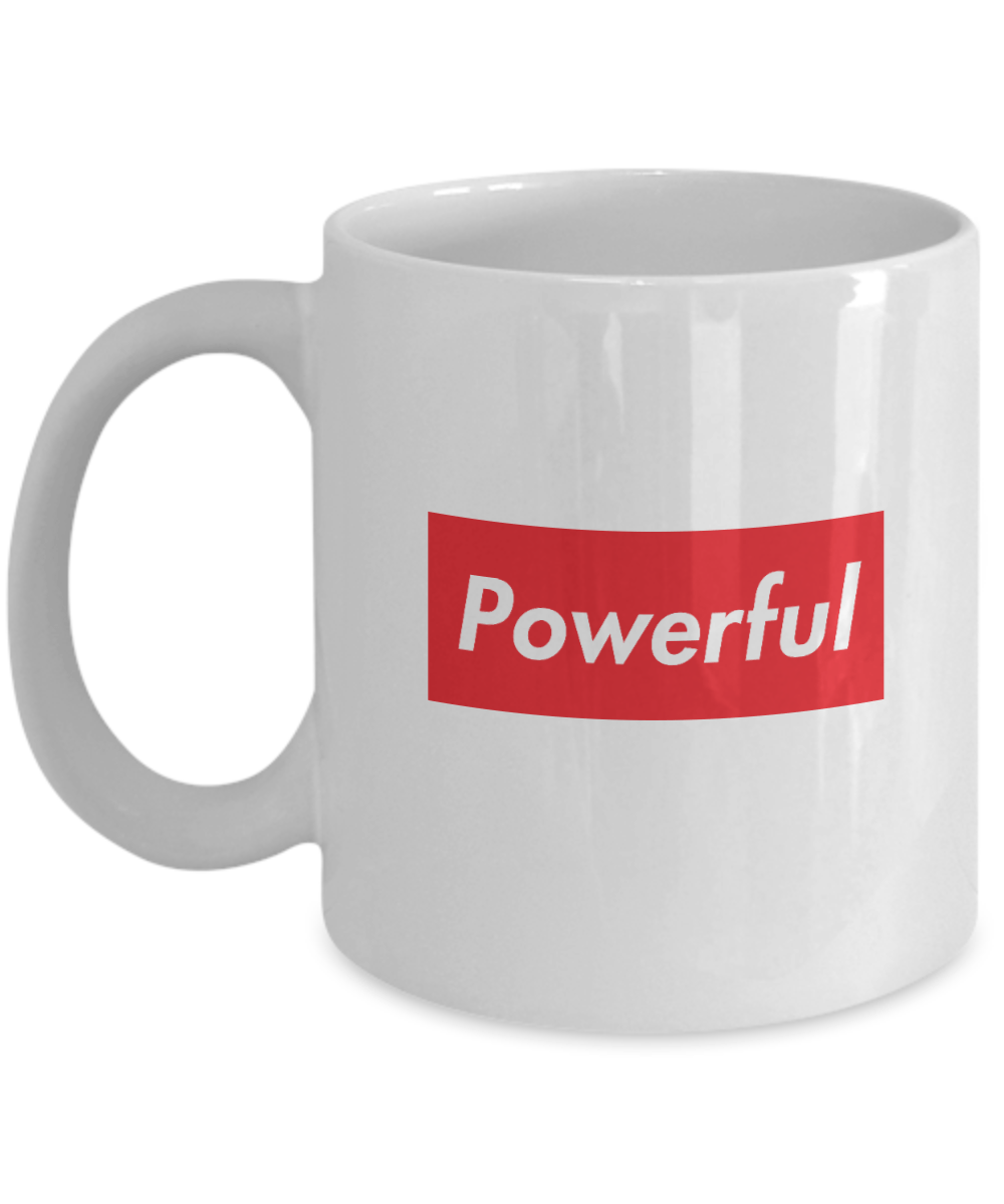 Red Box White Letters Logo - Powerful Box White Letters Mug Acrylic Coffee Holder White