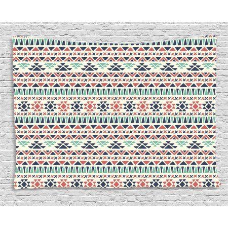 Ethnic Color Earth Logo - Tribal Decor Tapestry, Navajo Antique Design Ethnic Earth Colors