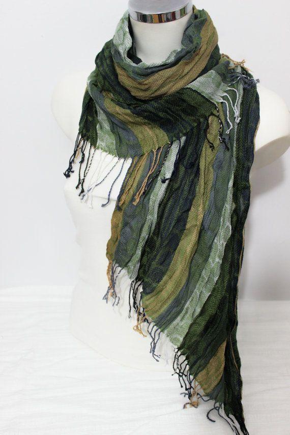 Ethnic Color Earth Logo - Men Green scarves Earth colors Ethnic scarves