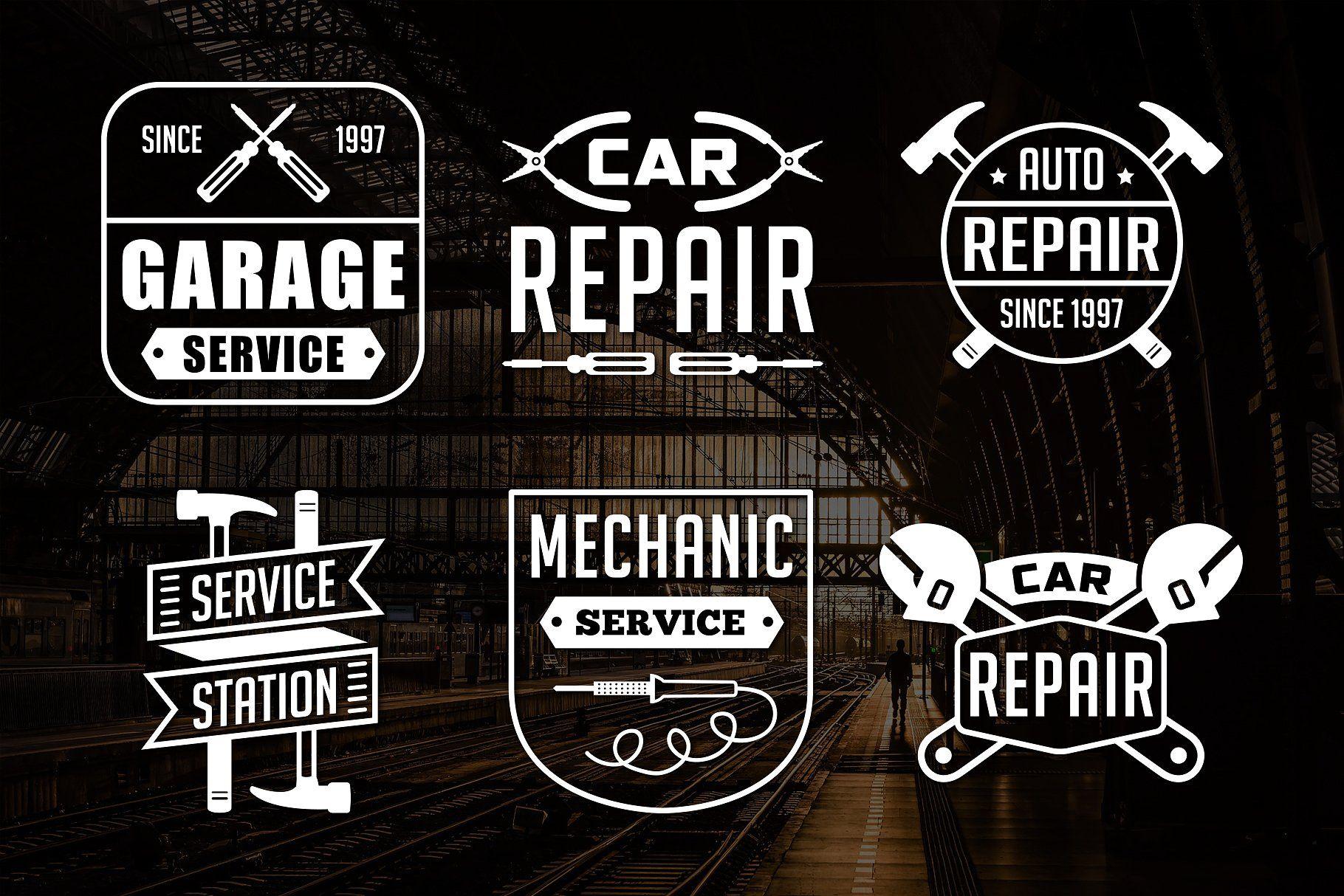 Mechanic Garage Logo - Vintage Mechanic Logo & Badge Logo Templates Creative Market