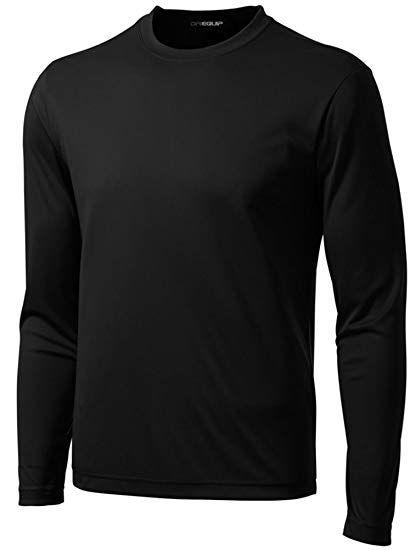 Black and White Athletic Clothing Logo - DRI EQUIP Long Sleeve Moisture Wicking Athletic Shirts