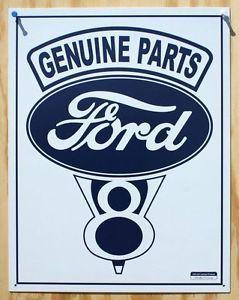 Mechanic Garage Logo - Ford Genuine Parts V8 Logo Tin Metal Sign Advertising Mechanic