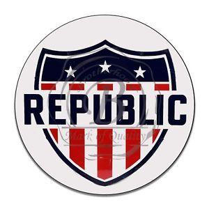 Red White Blue Shield Logo - Republic Gasoline Red White Blue Shield Reproduction Circle Aluminum ...