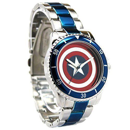 Red White Blue Shield Logo - Official Captain America Red White Blue Shield Logo Wristwatch
