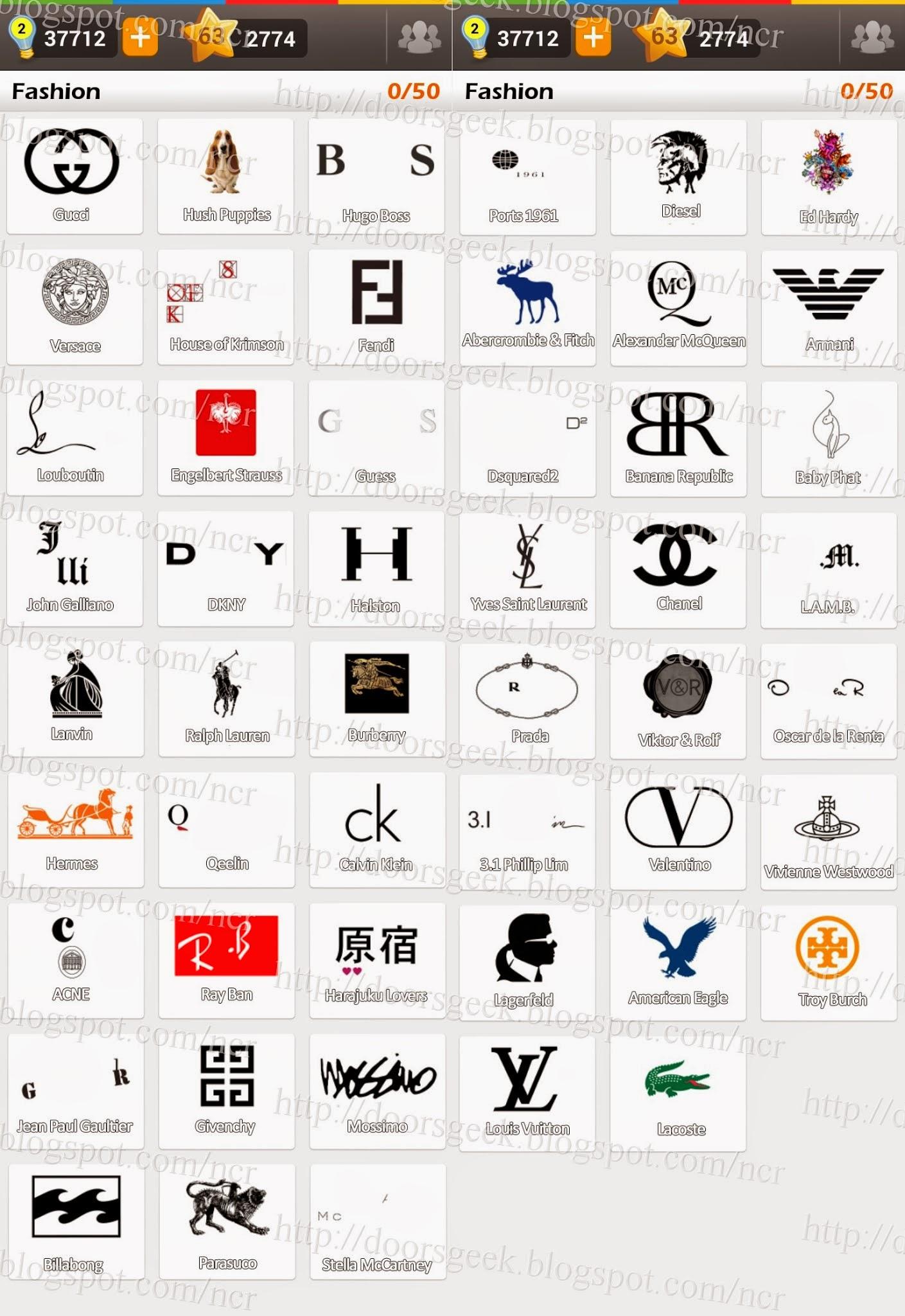 Guess the Brand Logo - Logo Game: Guess The Brand [Bonus] Fashion ~ Doors Geek | Chainimage