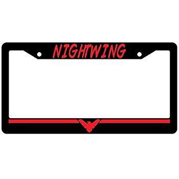 Red Nightwing Logo - Nightwing LOGO (RED) Black Plastic License Plate Frame
