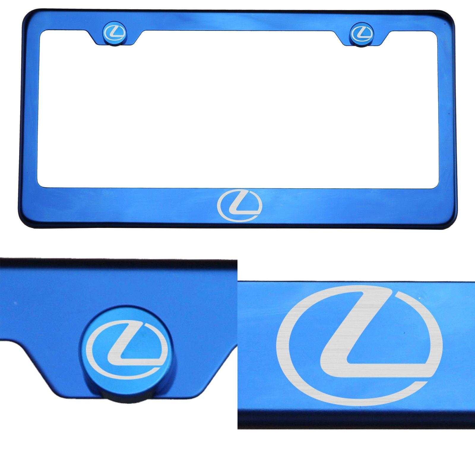 Blue Lexus Logo - BLUE CHROME LICENSE Plate Frame T304 Stainless Steel Laser Engraved