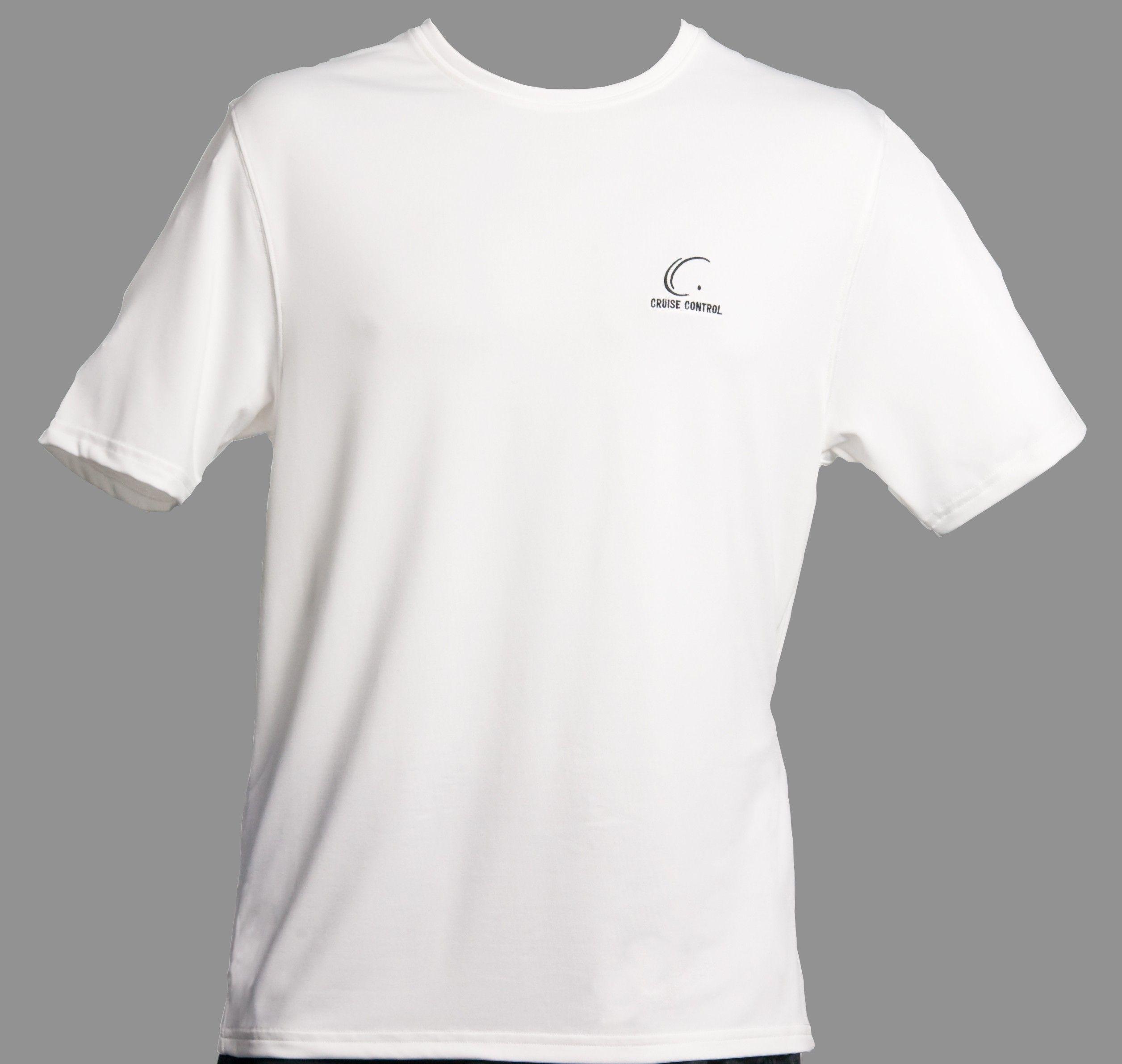Black and White Athletic Clothing Logo - Men's White Athletic Performance Shirt. Cruise Control Gear