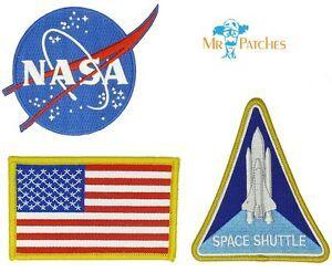 United States NASA Logo - Nasa Blue Logo USA Flag Nasa Space Shuttle Set Of 3 Easy Iron Sew On
