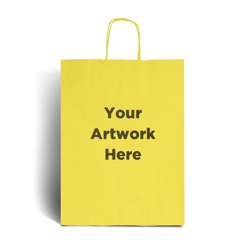 Yellow Paper Logo - Yellow Printed Paper Bags with Twisted Handles
