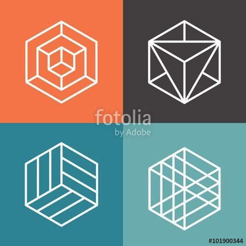 Und Geometric Logo - Hexagon vector logos in outline linear style. Logo hexagon, abstract ...