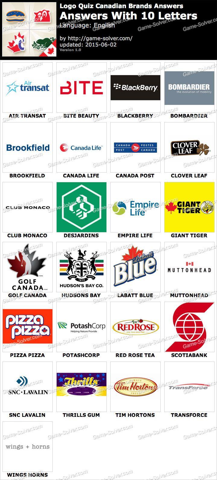 Canadian Logo - Logo Quiz Canadian Brands with 10 Letters - Game Solver