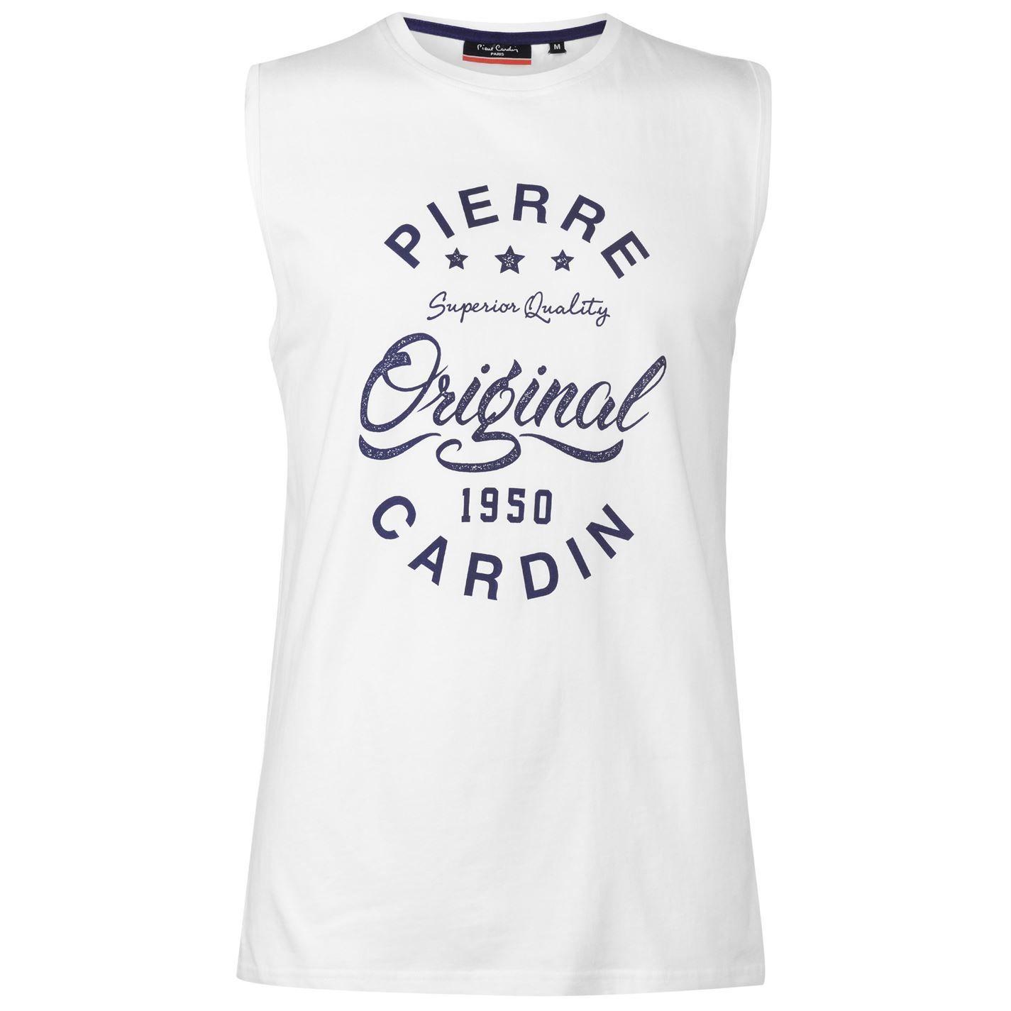 Pierre Cardin Logo - Pierre Cardin Mens Logo Sleeveless T Shirt Tee Top Round Neck