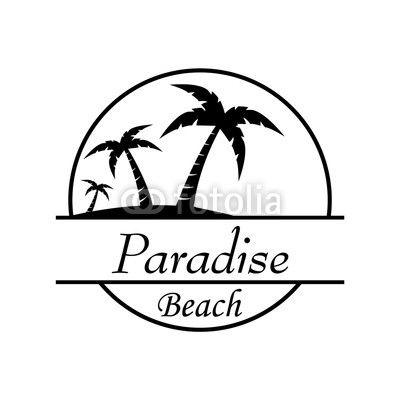 Paradise Beach Logo - Icono plano Paradise beach en color negro. Buy Photo. AP Image