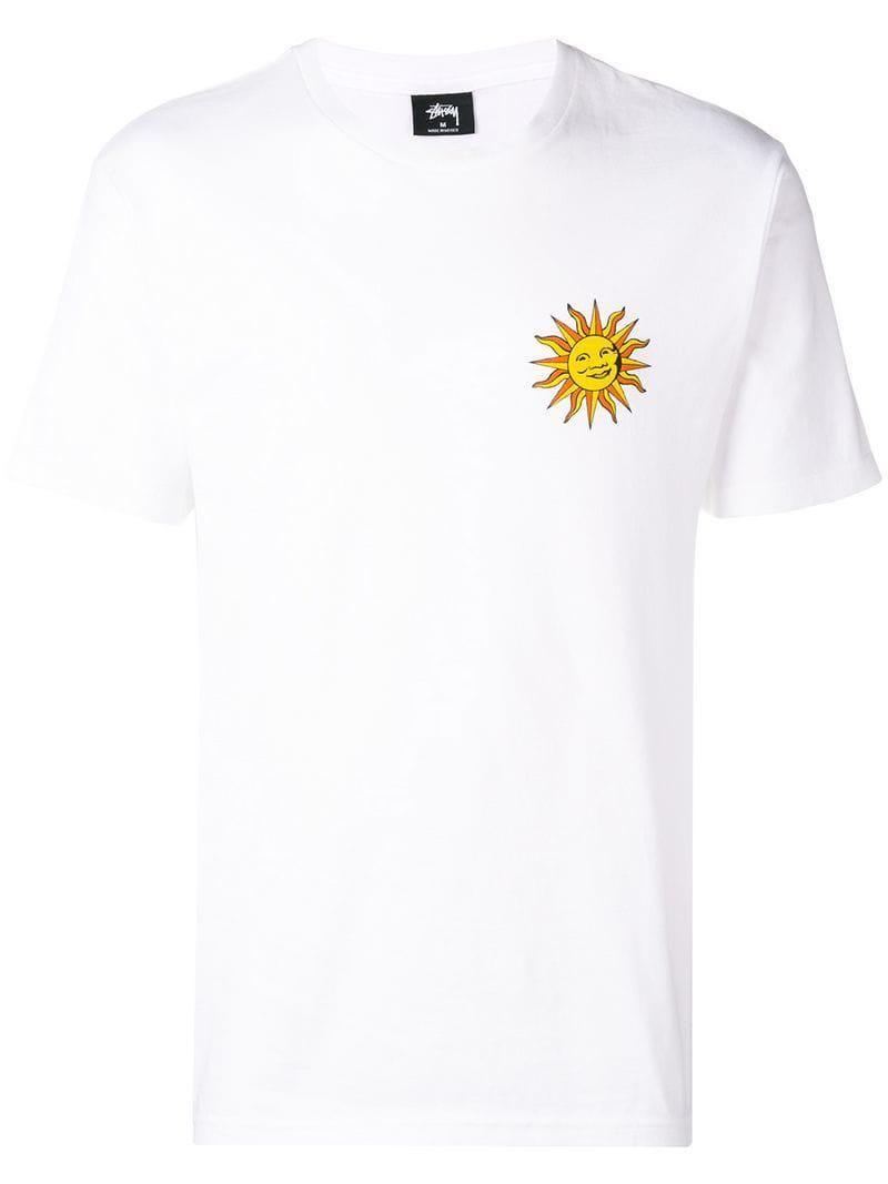 White Sun Logo - Stussy Sun Logo Print T Shirt In White For Men