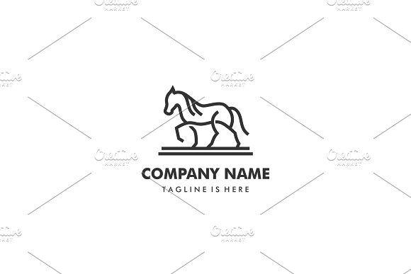 Walking Horse Logo - outline walking horse line art logo Logo Templates Creative Market