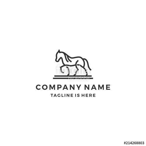 Walking Horse Logo - simple monoline outline walking horse line art logo template vector