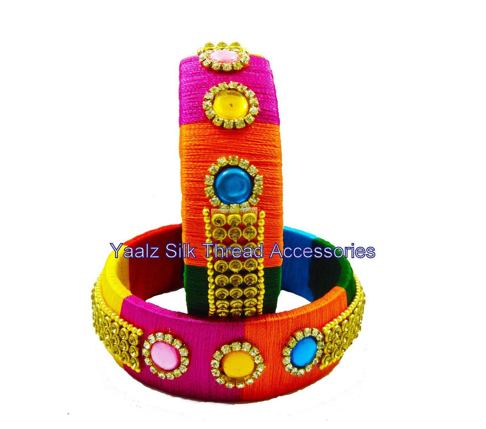 Light Blue Dark Blue Red Orange in a Circle Logo - Yaalz Assorted Threaded Bangle Collection in Yellow, Red, Dark Blue ...