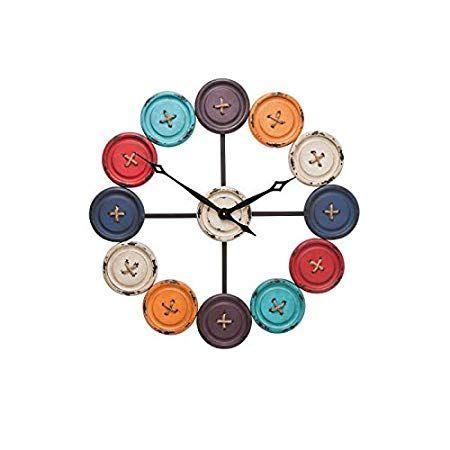 Light Blue Dark Blue Red Orange in a Circle Logo - KARE 35304 Buttons Accessories Wall Clock, Stainless Steel, Black ...
