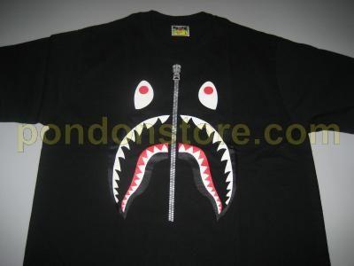 Shark BAPE Face Logo - A BATHING APE : bape shark face luminous black tee [Pondon Store]