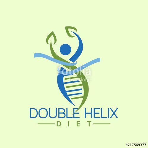 Blue and Green Double Helix Logo - Double Helix dna with people logo vector template