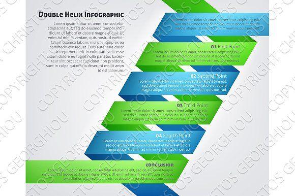 Blue and Green Double Helix Logo - DNA Double Helix Infographic Illustrations Creative Market