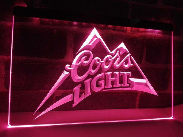 Pink Coors Light Logo - LA004 Coors Light Beer Bar Pub Logo LED Neon Light Sign home decor ...