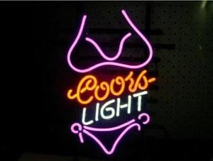 Pink Coors Light Logo - New Coors Light Pink Bikini Beer Lager Neon Sign 17x14