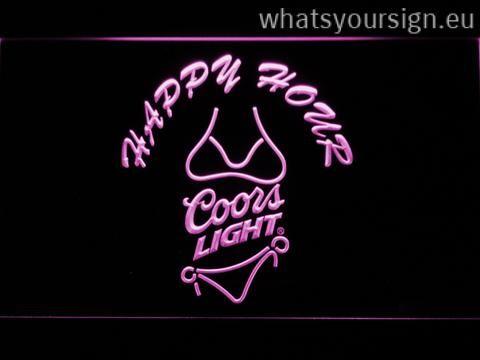 Pink Coors Light Logo - Coors Light Bikini Happy Hour - neon sign - LED sign - shop - What's ...