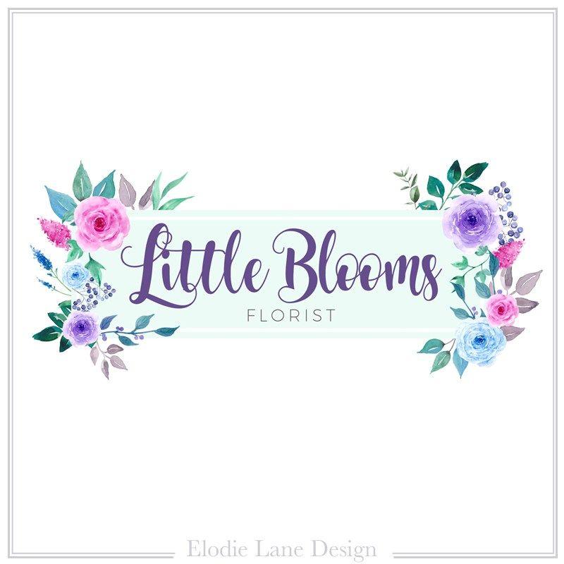 Purple Florist Logo - Premade Mint and Purple Floral Logo Design - Elodie Lane Logo ...