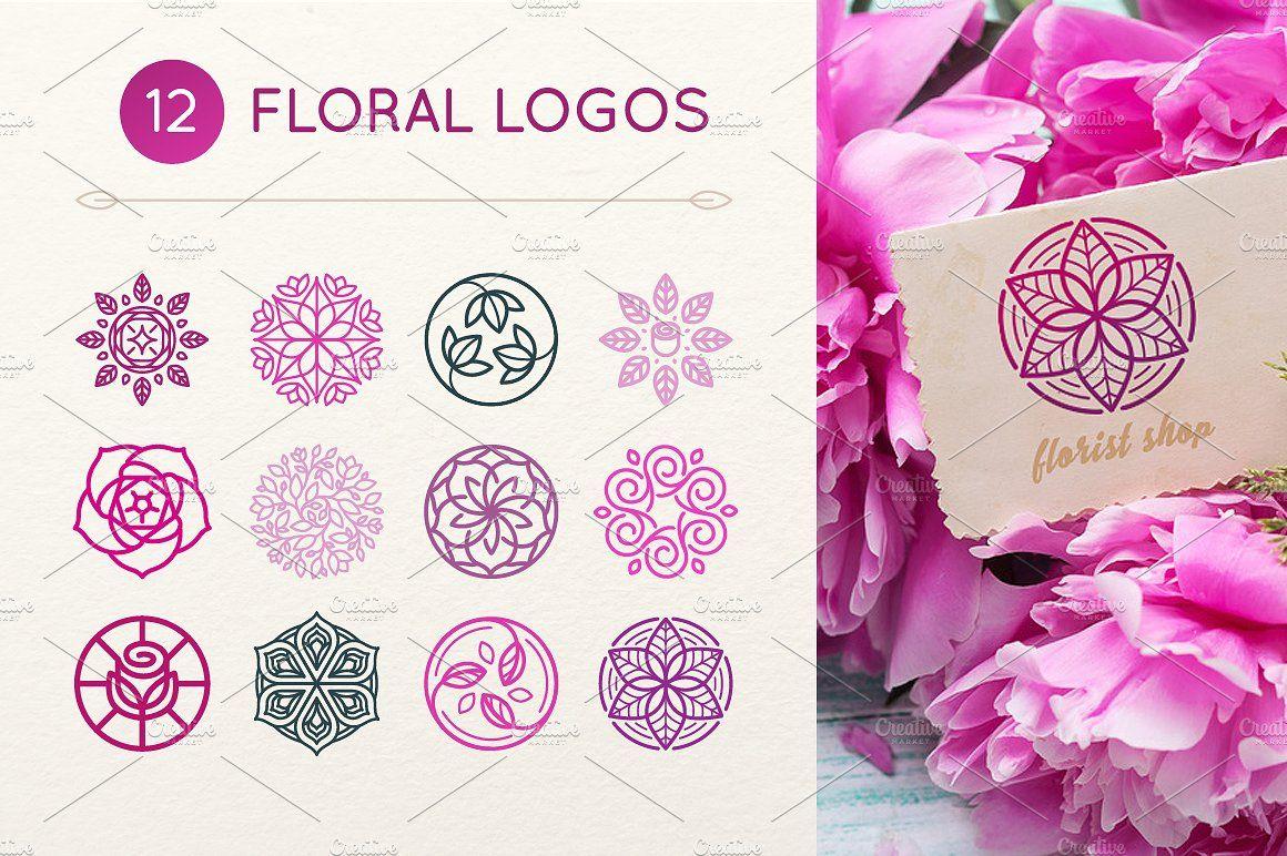 Purple Florist Logo - Floral logos Graphics Creative Market