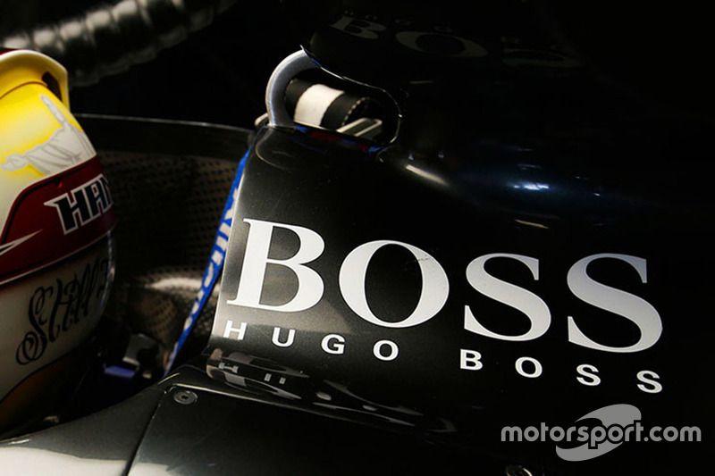 Hugo Boss Logo - Hugo Boss logo on Lewis Hamilton, Mercedes AMG F1 car at Abu Dhabi