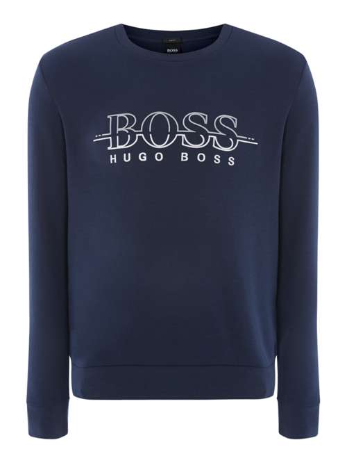 Hugo Boss Logo - Hugo Boss Salbo Large Logo Crew Neck Sweatshirt - House of Fraser