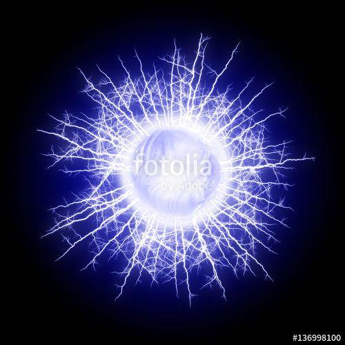 Blue Fireball Logo - Blue fireball with lightnings