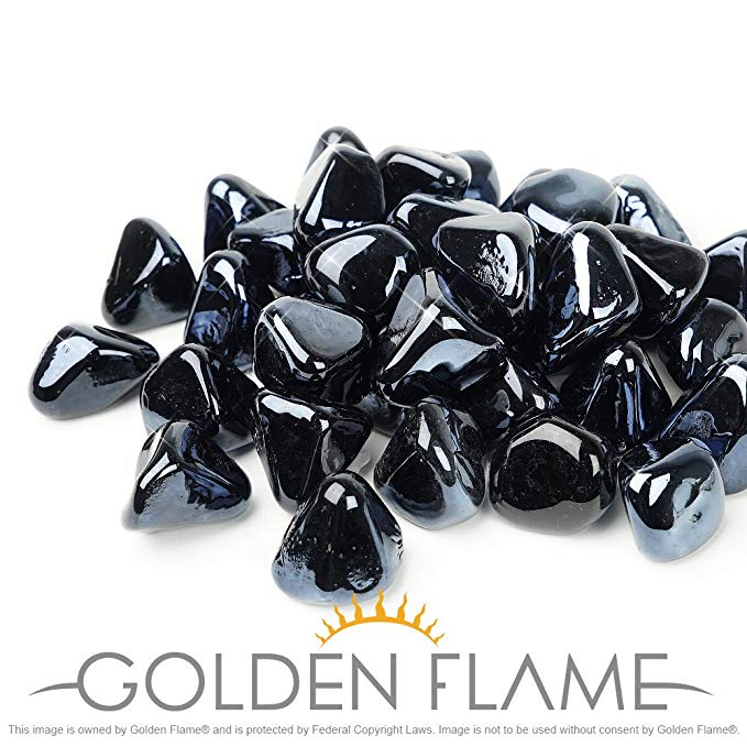 Golden Flame Logo - Golden Flame® 10-Pound Fire Glass 1-Inch Onyx Black Reflective Fire ...