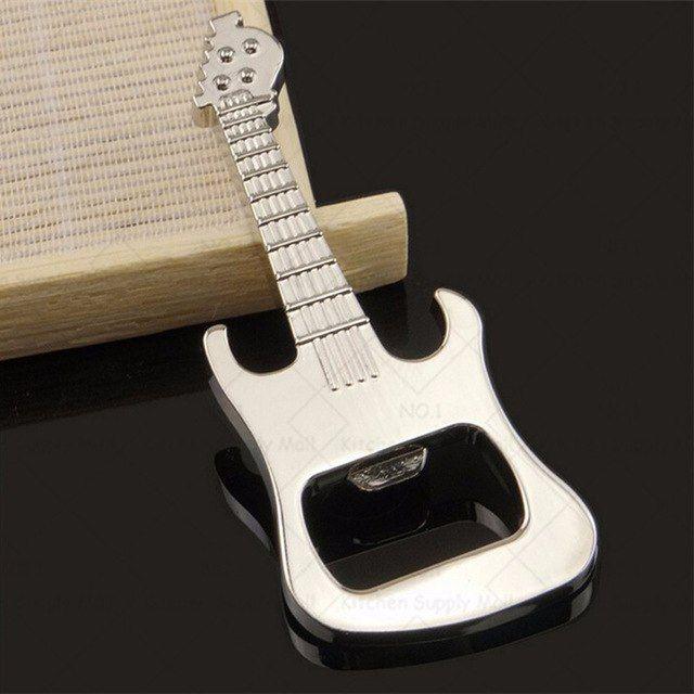 Guitar Beer Logo - 1 PCS Mini Silver Guitar Beer Bottle Opener Can Gift Logo Jar ...