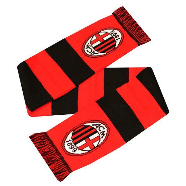 Red and Black Bar Logo - AC Milan Bar Scarf Red & Black Stripes Football Club Crest Soccer ...