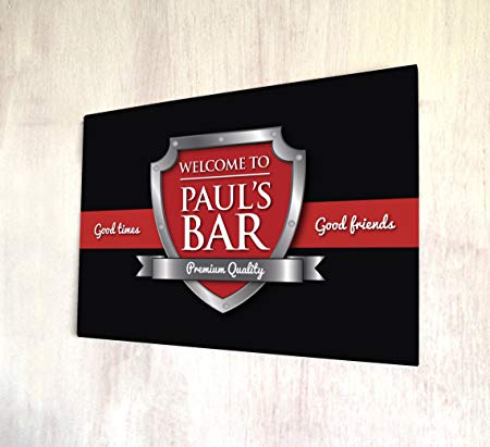 Red and Black Bar Logo - Artylicious Personalised Welcome Shield Red & Black bar A4 metal