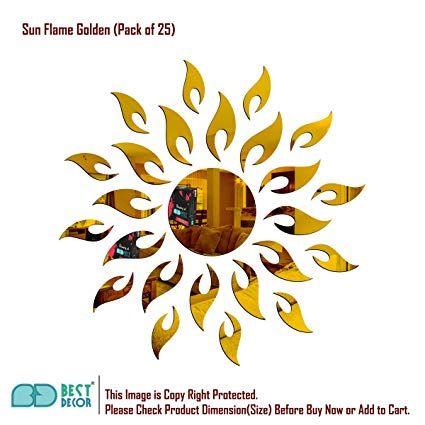 Golden Flame Logo - Buy Best Decor Sun Flame Golden(Pack of25) 3D Acrylic Mirror Wall ...