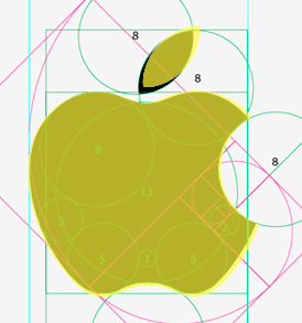 Yellow Apple Logo - Fake golden ratio. Claimed Apple's 