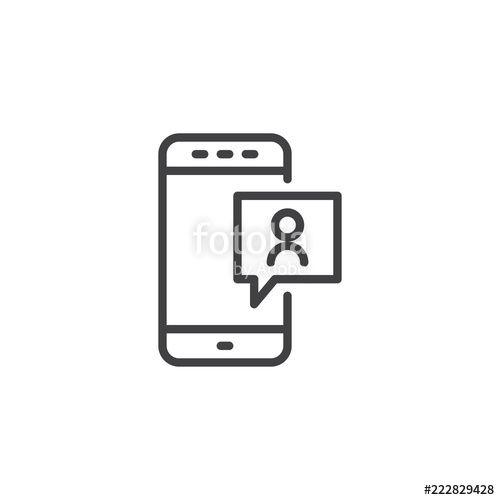Mobile Icon Logo - Mobile friend message notification outline icon. linear style sign